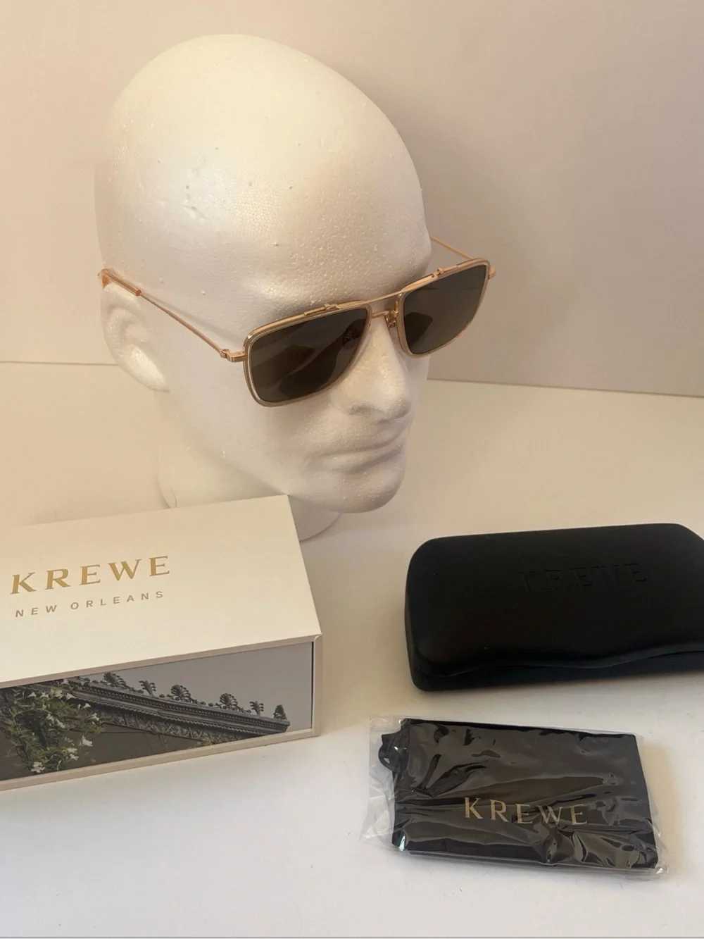KREWE Vail Haze 18K Grass Green Polarized lenses Sunglasses NWT